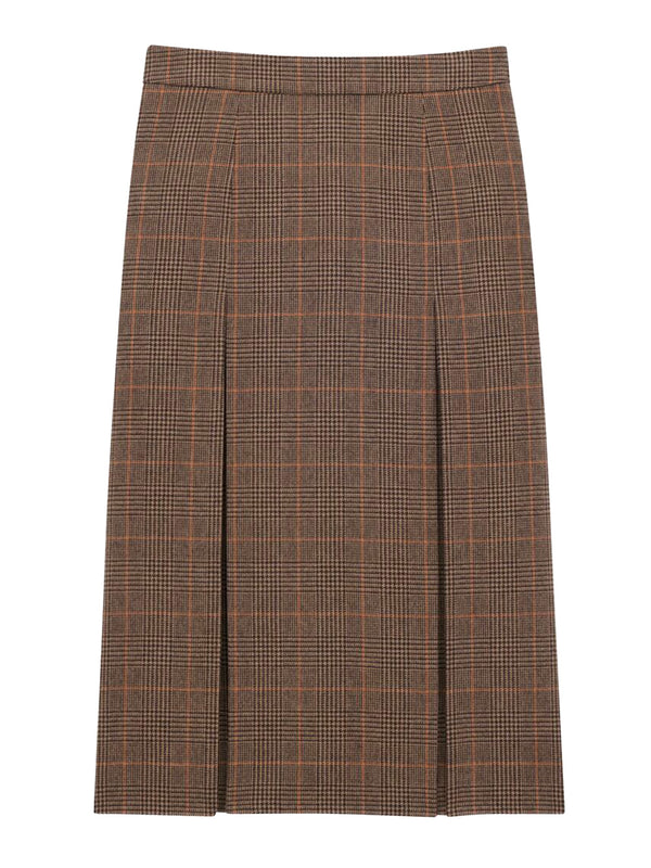Saint Laurent Prince Of Wales Wool And Cashmere Midi Skirt
