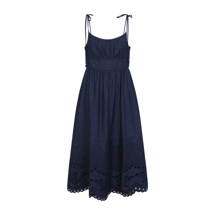 Zimmermann Ink Mahon Denim Broderie Midi Dress