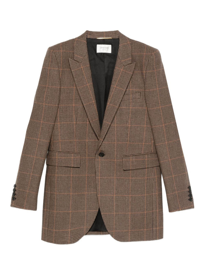 Saint Laurent Plaid Single-Breasted Blazer