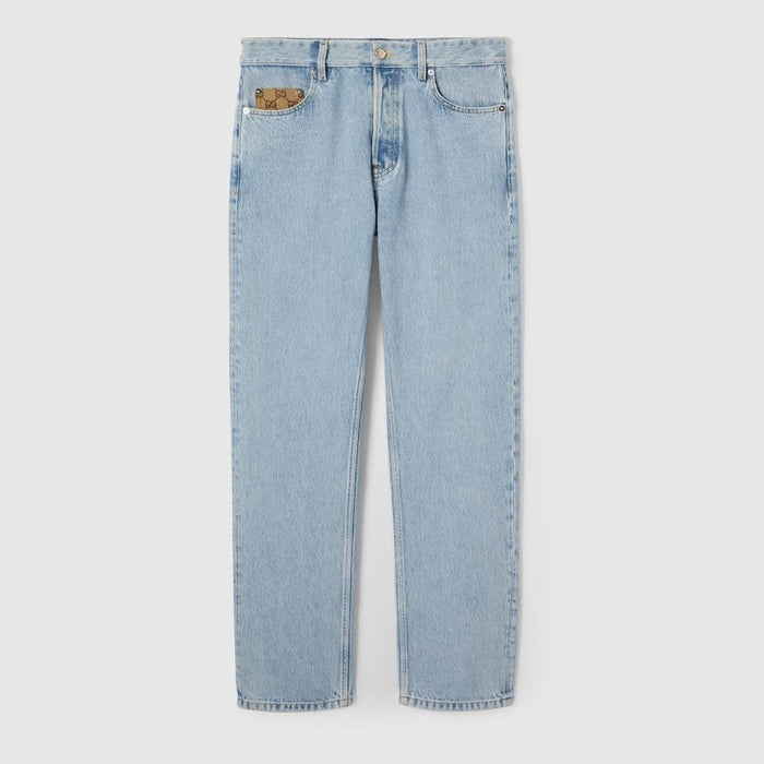 Gucci Denim Pant With Gg Insert