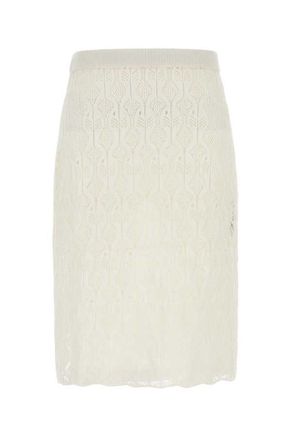 Bottega Veneta White Lace Skirt