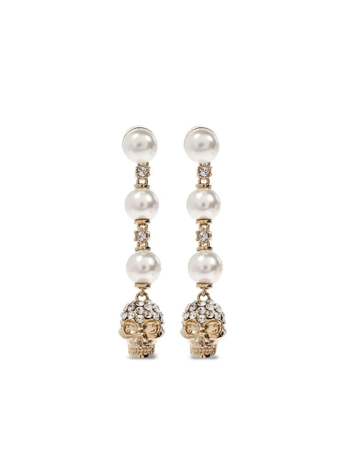 Alexander Mcqueen Skull And Pearl Earrings