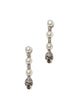 Alexander Mcqueen Skull And Pearl Earrings In Pale Gold