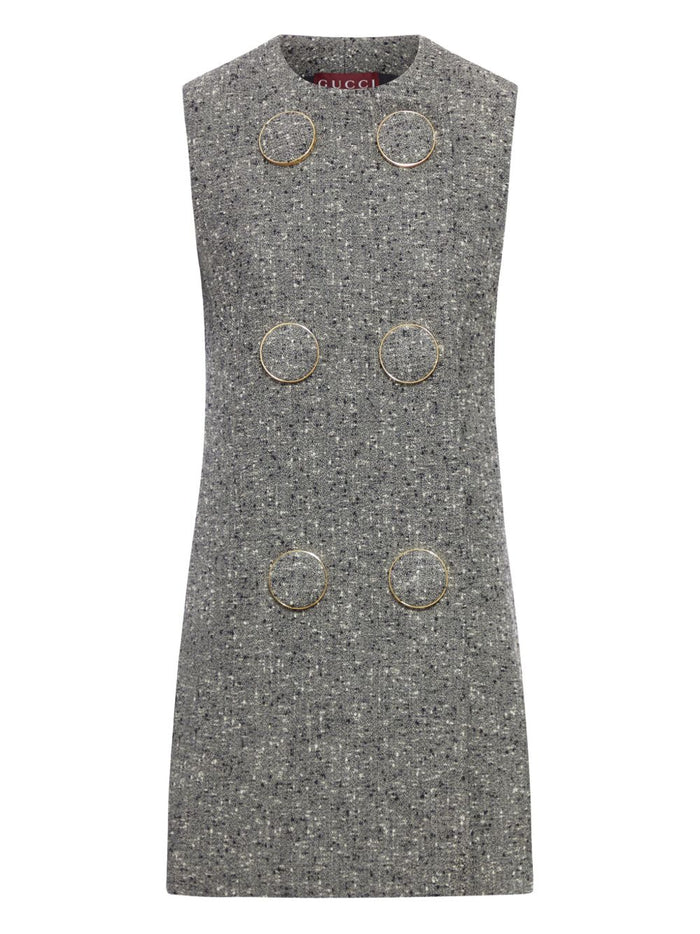Gucci Melange Grey Wool Blend Mini Dress