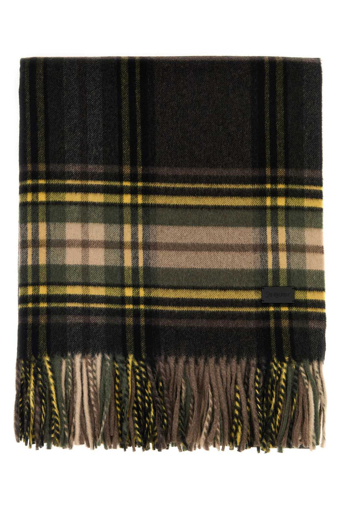 Saint Laurent Embroidered Cashmere Blend Scarf
