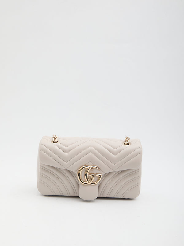 Gucci Chalk Nappa Leather Medium Gg Marmont Shoulder Bag