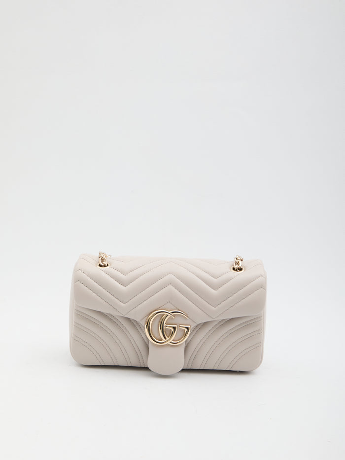 Gucci Chalk Nappa Leather Medium Gg Marmont Shoulder Bag