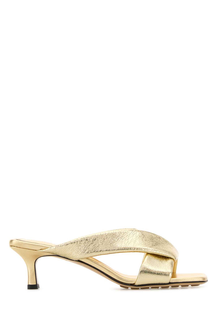 Bottega Veneta Gold Leather Niva Mules