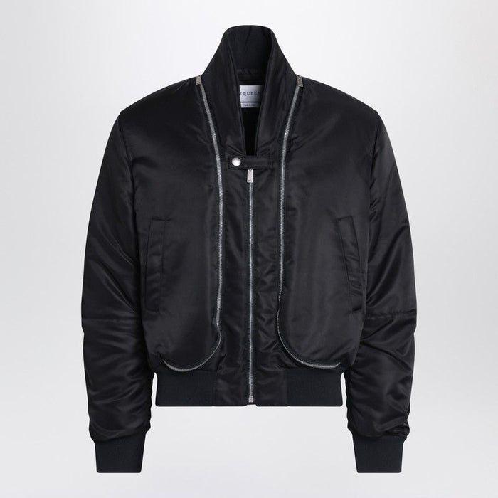 Alexander Mcqueen  Black Nylon Zip Bomber