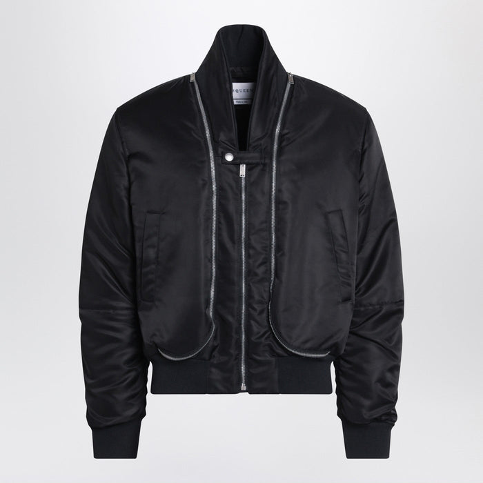 Alexander Mcqueen Black Nylon Zip Bomber
