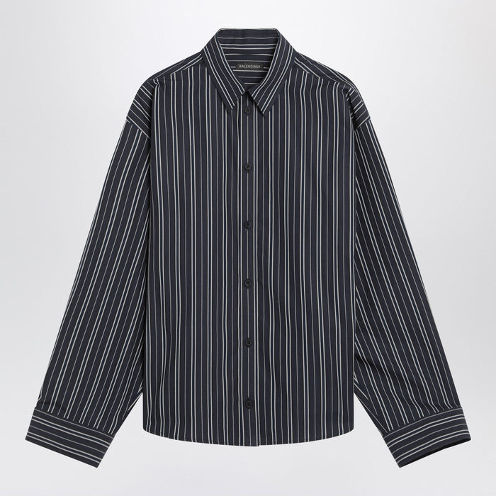 Balenciaga Navy Blue Striped Cotton Shirt