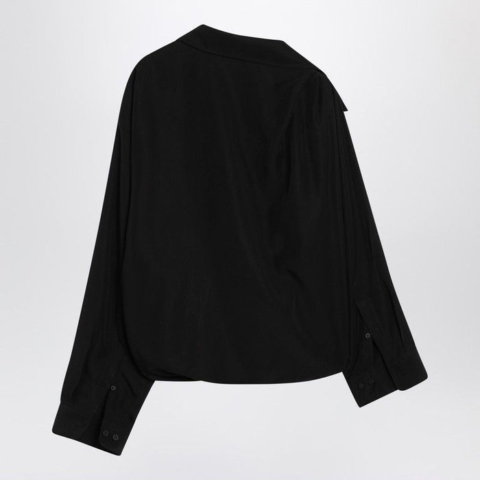 Balenciaga  One-Shoulder Black Shirt In Poplin