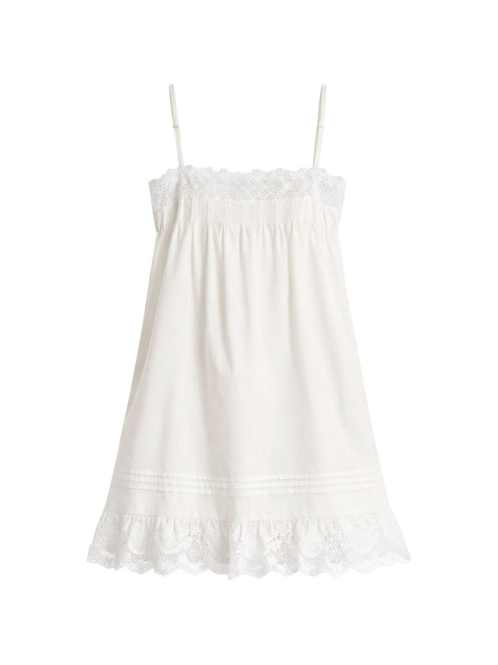 Saint Laurent Embroidered Cotton Mini Dress