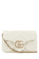 Gucci White Leather Mini Gg Marmont Shoulder Bag