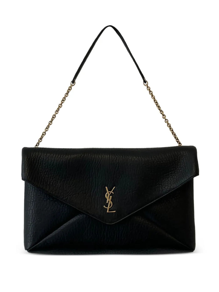 Saint Laurent Cassandre Xxl Envelope Pouch On Chain In Lambskin