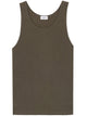Saint Laurent Kaki Cotton Logo Ribbed Top