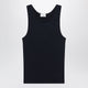 Saint Laurent Cassandre Ribbed Cotton Jersey Tank Top In Blue