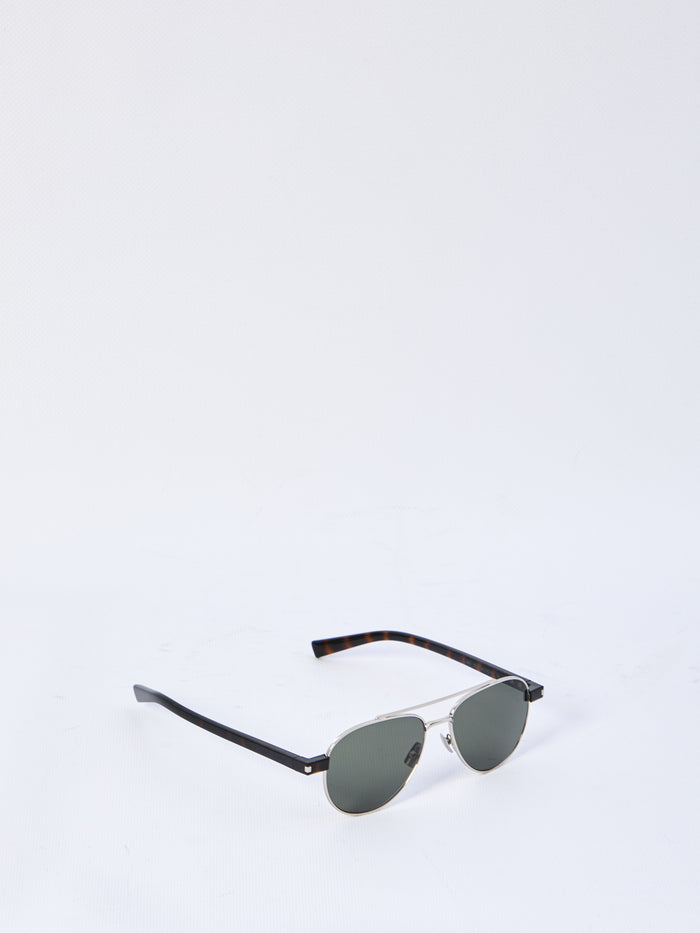 Saint Laurent Silver Green Lens Sunglasses