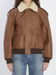 Saint Laurent Brown Leather Bomber Jacket With Shearling Collar