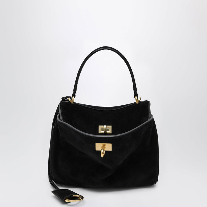 Balenciaga Rodeo Mini Handbag In Calf Suede, Black