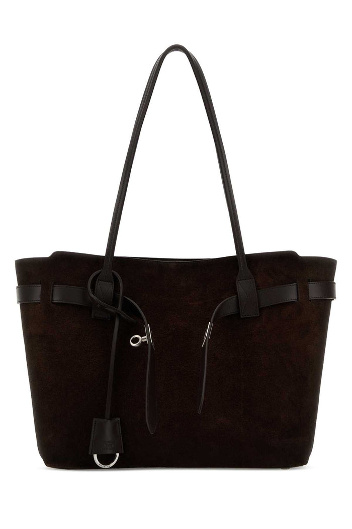 Balenciaga Dark Brown Suede Medium Bel Air Shopping Bag