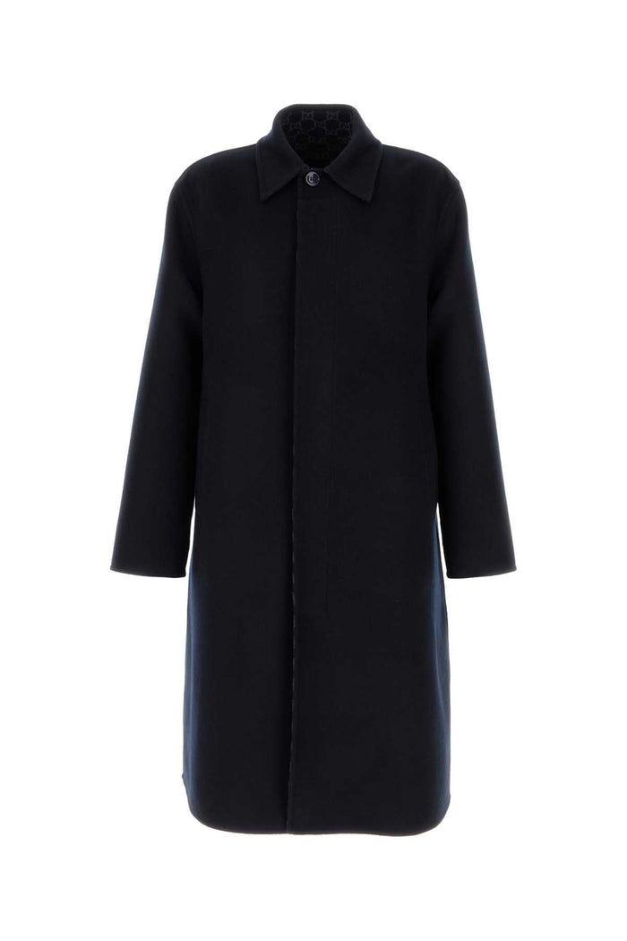 Gucci Navy Blue Wool Blend Coat