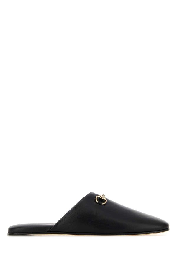 Gucci Black Nappa Leather Slippers