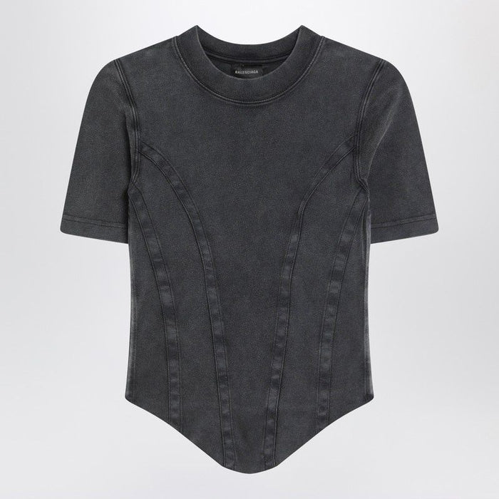 Balenciaga Washed Black Corsetstyle Tshirt