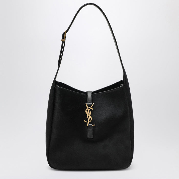 Saint Laurent Black Le 5 À 7 Shoulder Bag In Pony-Effect Leather