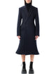 Balenciaga Navy Blue Midi Godet Wool Coat