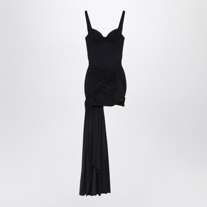 Balenciaga Black Draped Mini Dress In Jersey
