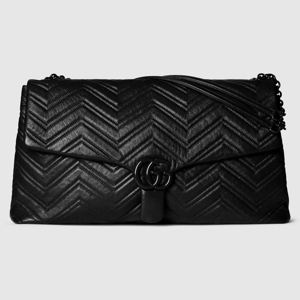 Gucci Black Leather Maxi Gg Marmont Shoulder Bag
