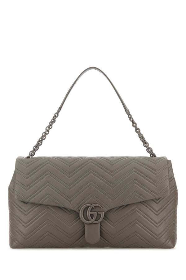 Gucci Grey Leather Maxi Gg Marmont Shoulder Bag