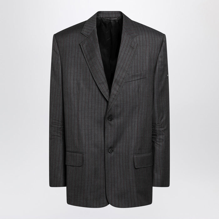 Balenciaga Grey Pinstripe Wool Single-Breasted Jacket