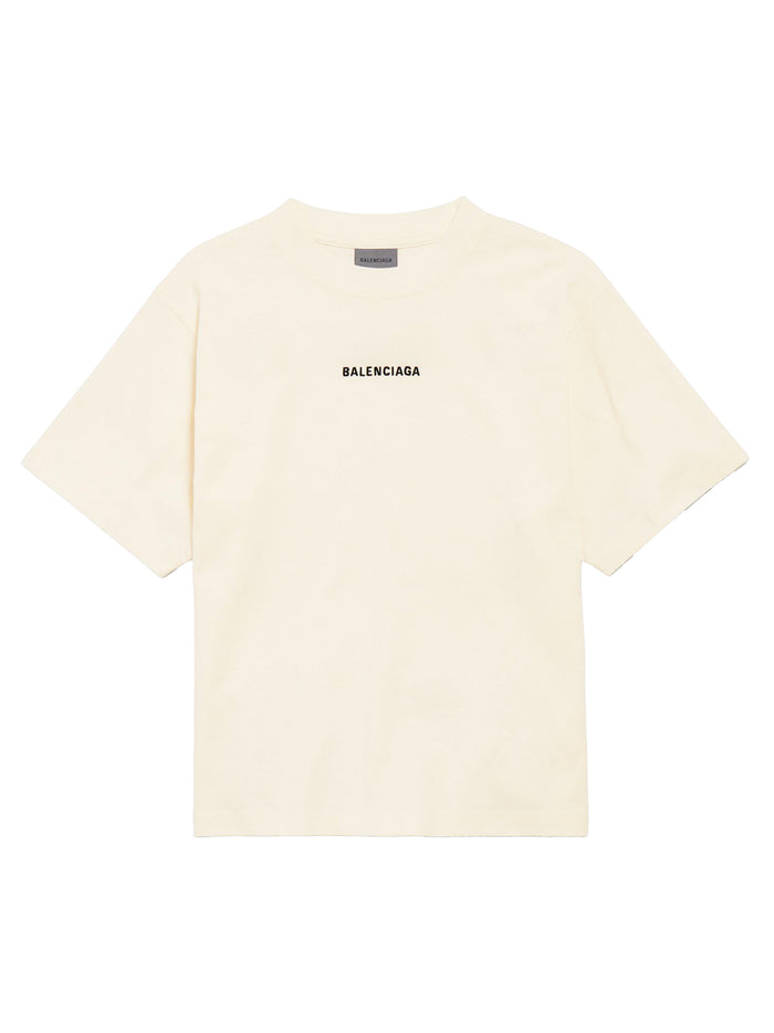 Balenciaga Back Medium Fit Tshirt In Cream