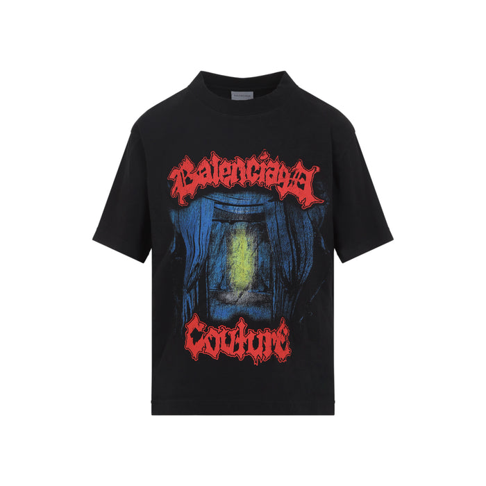 Balenciaga Black Medium Fit Cotton T-Shirt