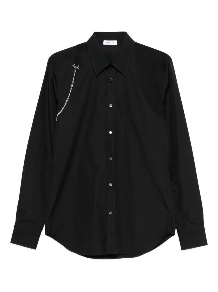 Alexander Mcqueen Black Chain Detail Button Shirt