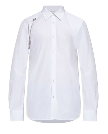 Alexander Mcqueen White Chain Detail Button Shirt