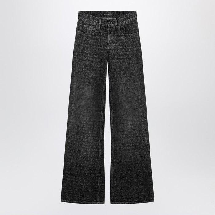 Balenciaga Black Washed Jeans With Jacquard Logos