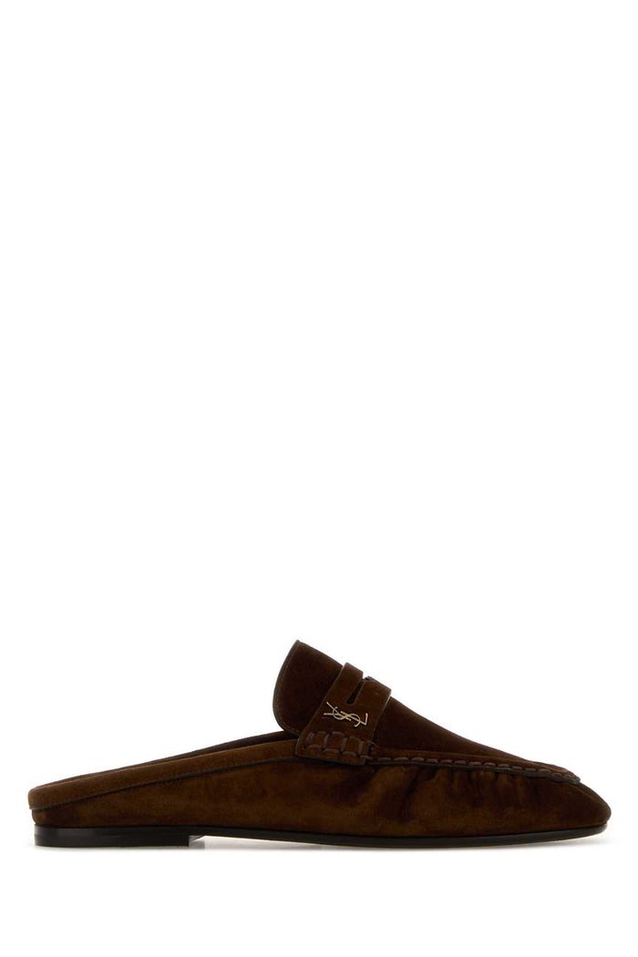 Saint Laurent Brown Suede Le Loafers Slippers