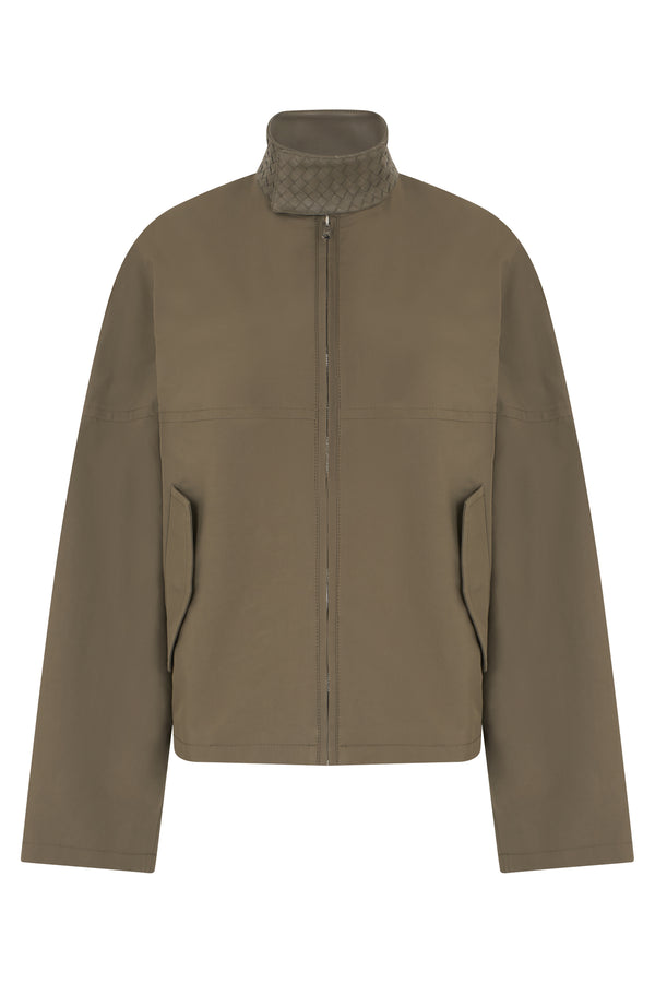 Bottega Veneta Cotton Jacket With Braided Leather Collar