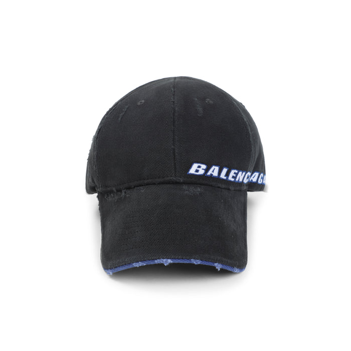 Balenciaga Tilted Typo Cap In Cotton Drill