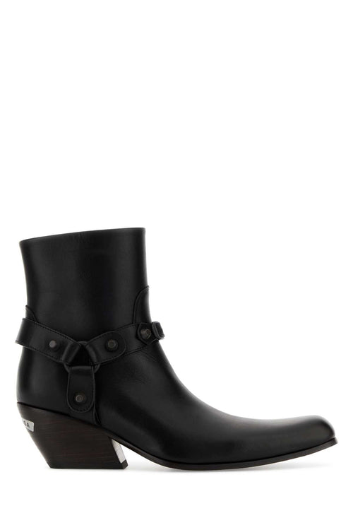 Balenciaga Black Leather Memphis Ankle Boots