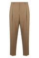 Saint Laurent Highwaisted Tailored Trousers With Belt In Beige Wool