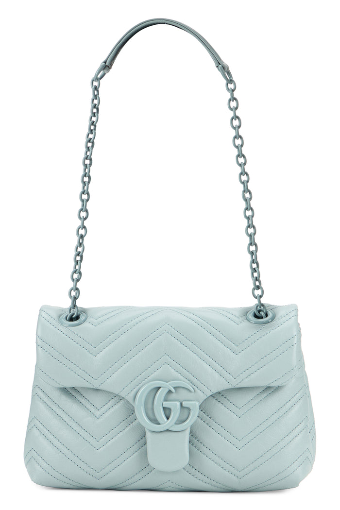 Gucci Light Blue Nappa Leather Small Gg Marmont Shoulder Bag