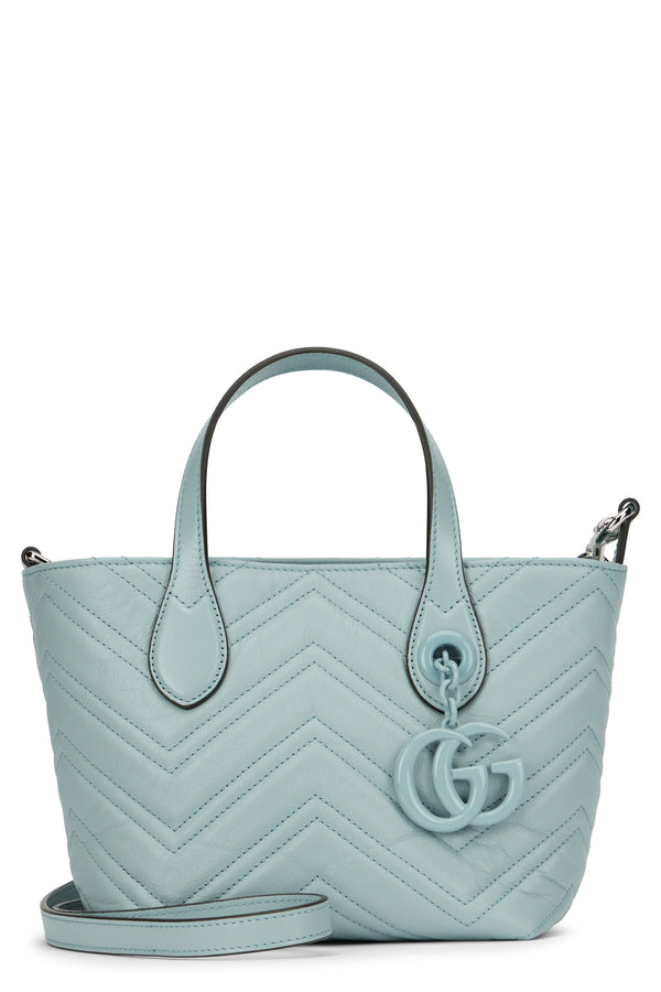 Gucci Pastel Light Blue Leather Small Gg Marmont Handbag