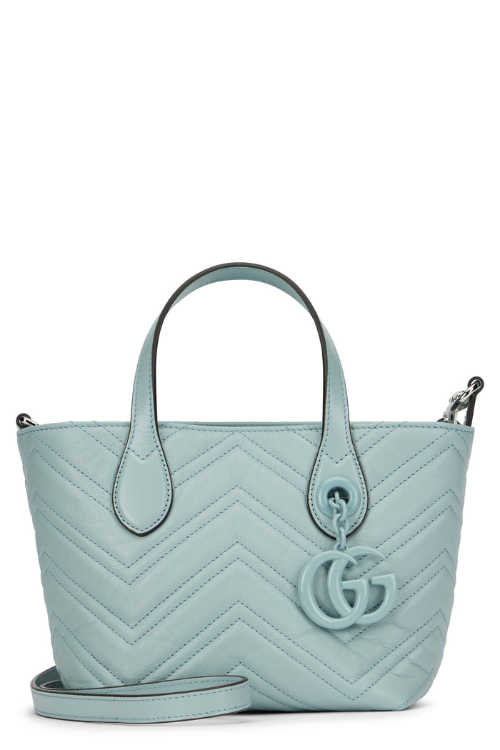 Gucci Pastel Light Blue Leather Small Gg Marmont Handbag