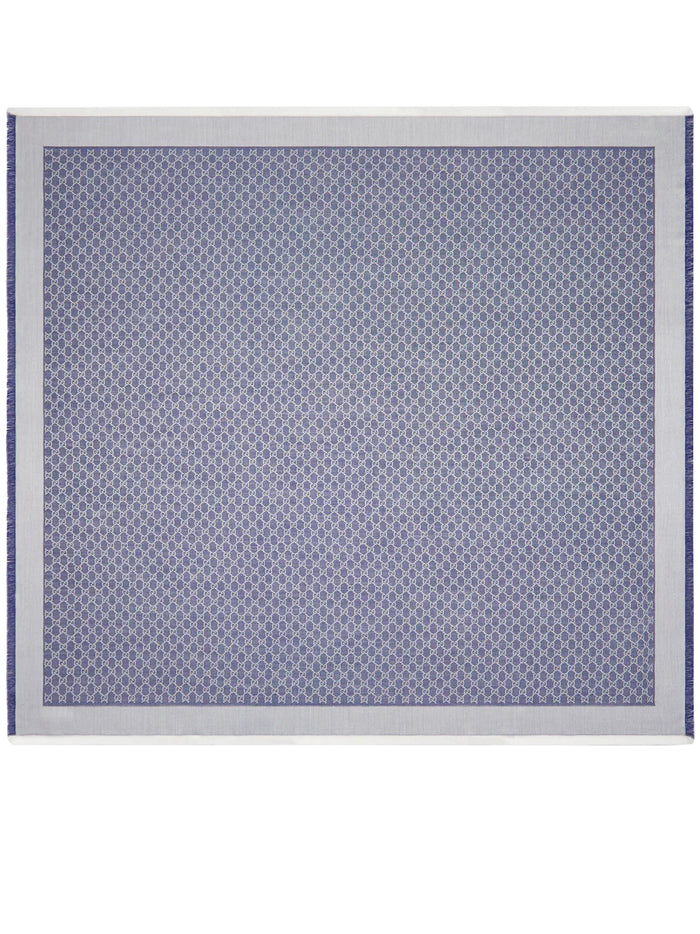Gucci Shawl In Mixed Wool And Silk With Monogram