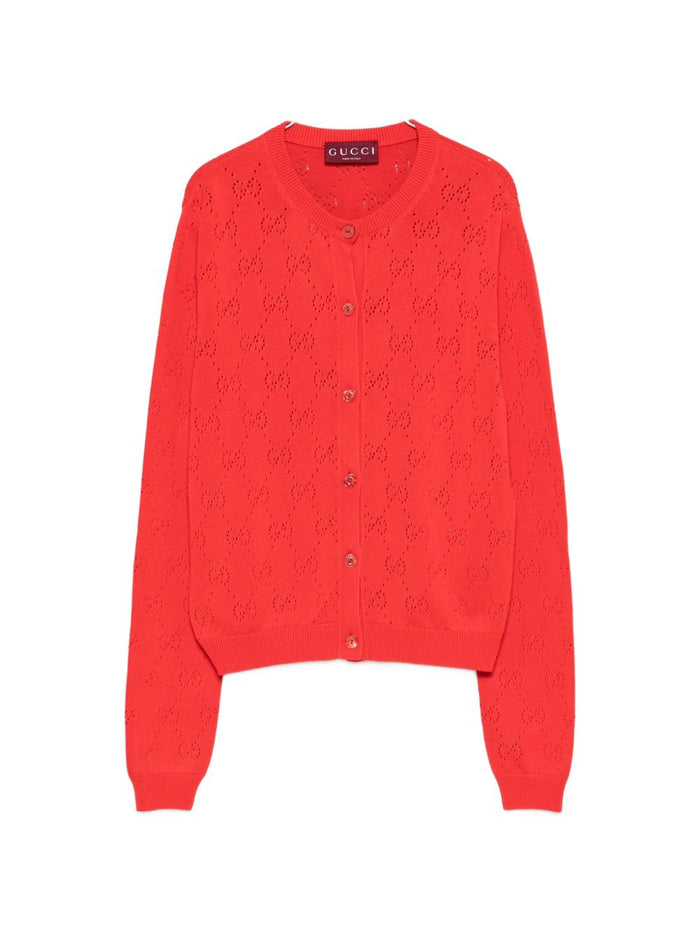 Gucci Cotton Monogram Cardigan With Perforations