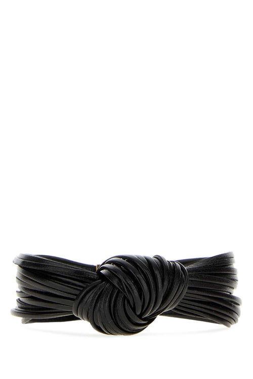 Bottega Veneta Black Leather Knot Bracelet